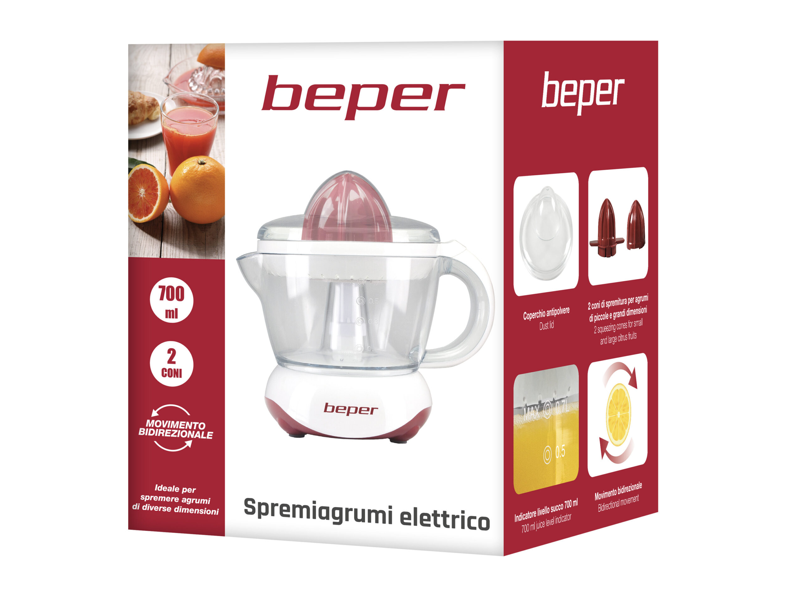 BEPER - Spremiagrumi Elettrico 700ml - immagine 2