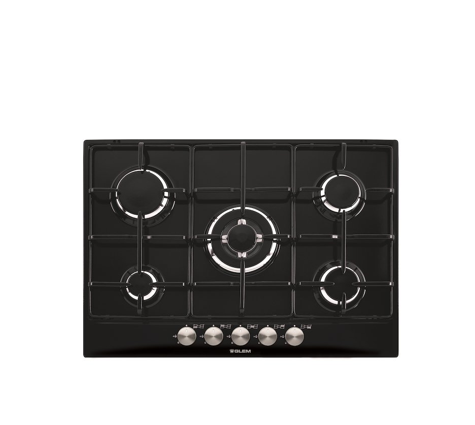 Piano Cottura GLEM Gas GT755BK- - 5 Fornelli con Tripla Corona - Da Incasso 70cm